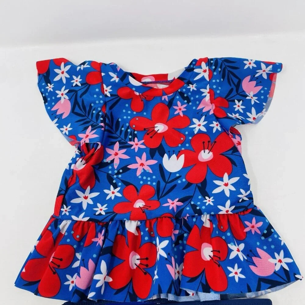 Cat & Jack Baby Girls 12 Months 2 Piece‎ Floral Print Swimsuit with Ruffle 592